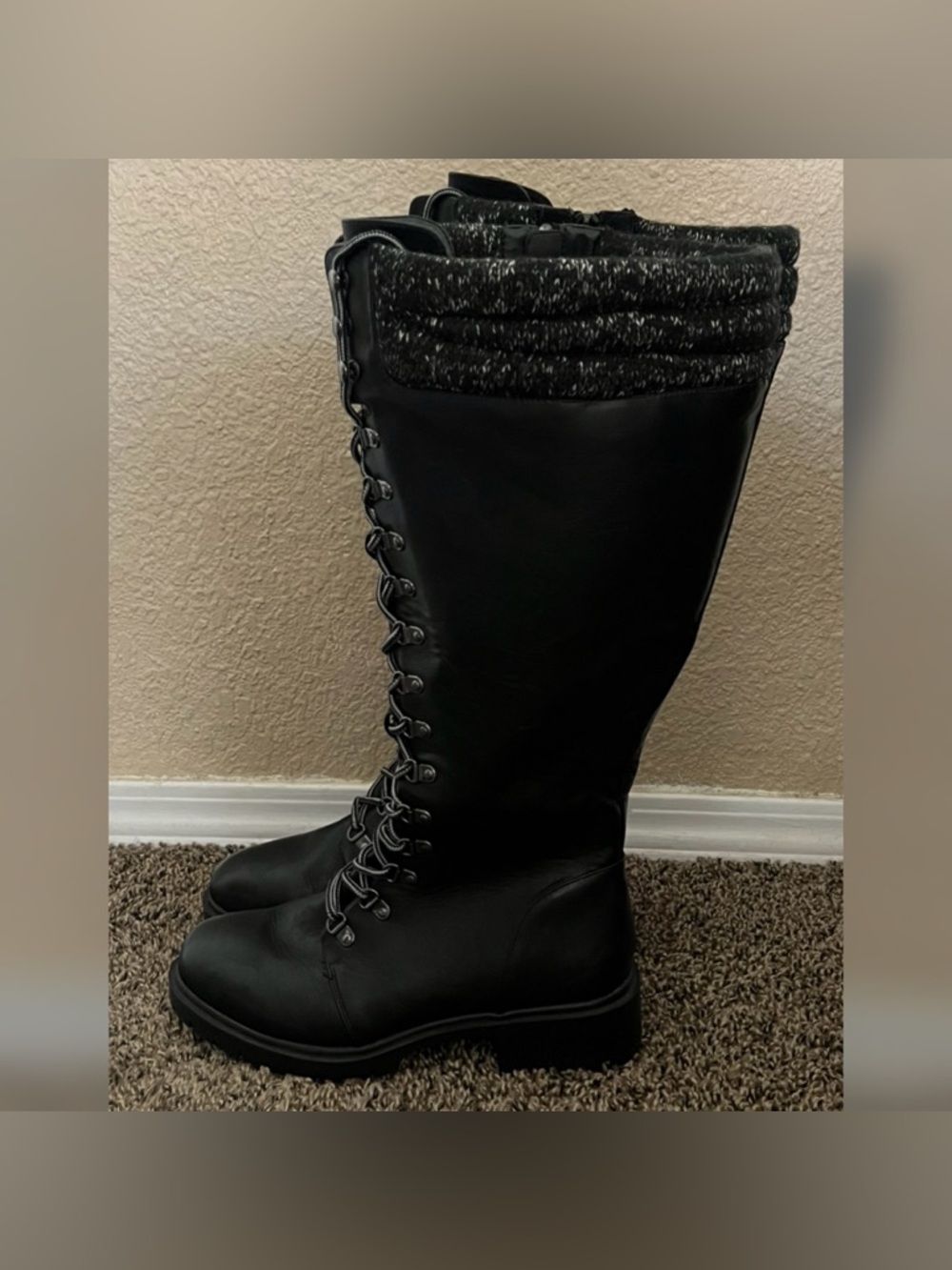 Torrid Sweater Trimmed Tall Combat Boot Women's Size-9W